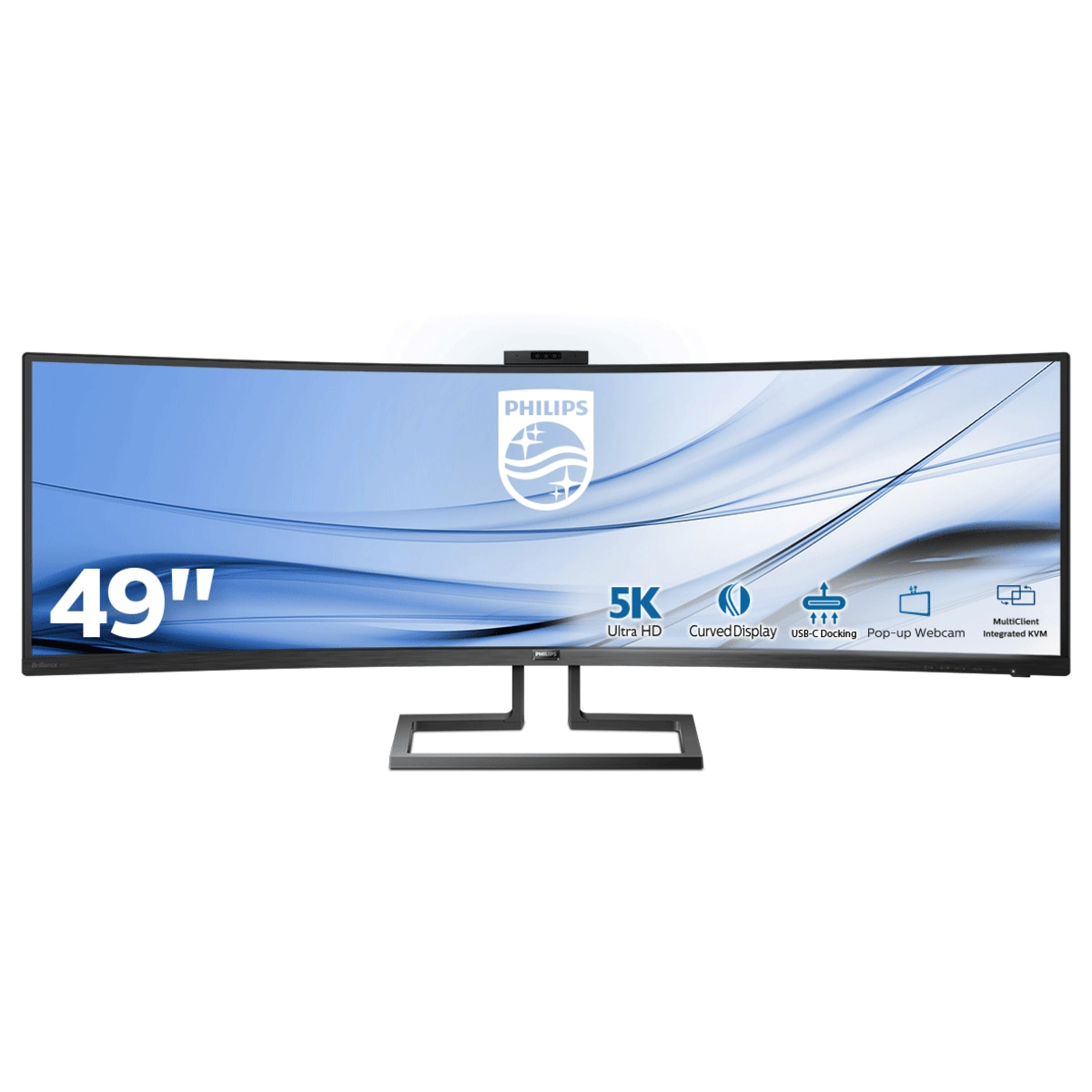 Philips Brilliance P-line 499P9H - LED-Monitor - gebogen - 124.5 cm (49") (48.8" sichtbar) - 5120 x 1440 Dual Quad HD @ 60 Hz - VA - 450 cd/m² - 3000:1 - DisplayHDR 400 - 5 ms - 2xHDMI, DisplayPort, USB-C - Lautsprecher - Textured Black