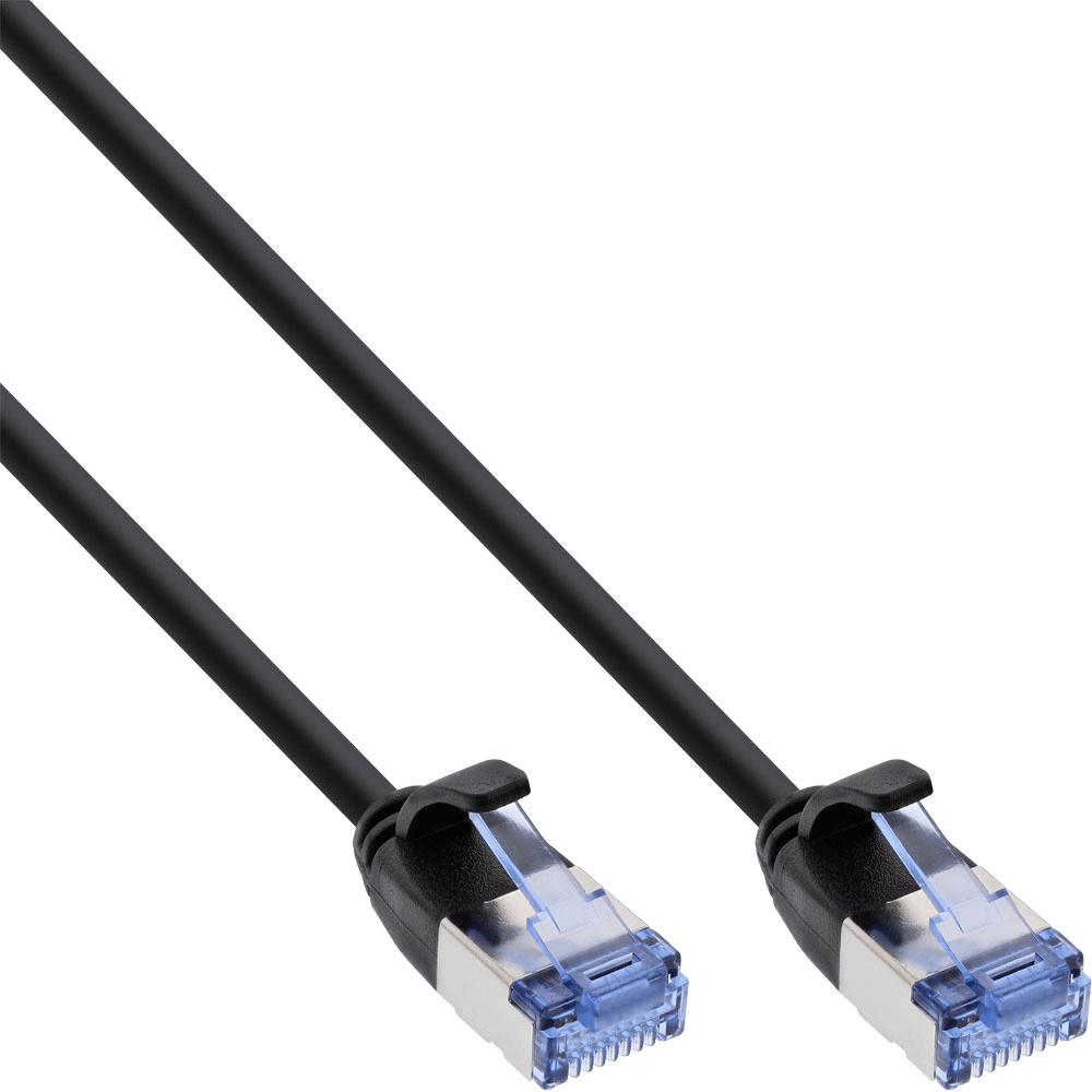 InLine Slim - Patch-Kabel - RJ-45 (M) zu RJ-45 (M) - 1 m - U/FTP, PiMF - CAT 6a - geformt, rund, ohne Haken - Schwarz