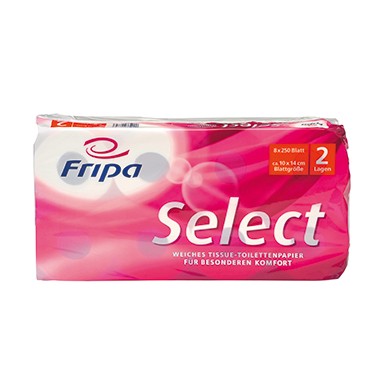 Fripa Toilettenpapier Select 1020806 2-lagig weiß 8 Rl./Pack.