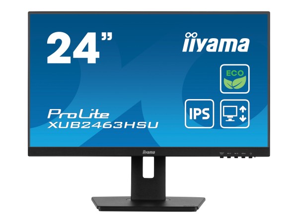 iiyama ProLite XUB2463HSU-B1 - LED-Monitor - 61 cm (24") (23.8" sichtbar) - 1920 x 1080 Full HD (1080p) @ 100 Hz - IPS - 250 cd/m² - 1300:1 - 3 ms - HDMI, DisplayPort - Lautsprecher - Schwarz, Matte