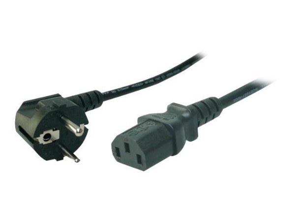 LogiLink - Stromkabel - IEC 60320 C13 zu CEE 7/7 (M) - Wechselstrom 220/250 V - 1.8 m - 90° Stecker - Schwarz