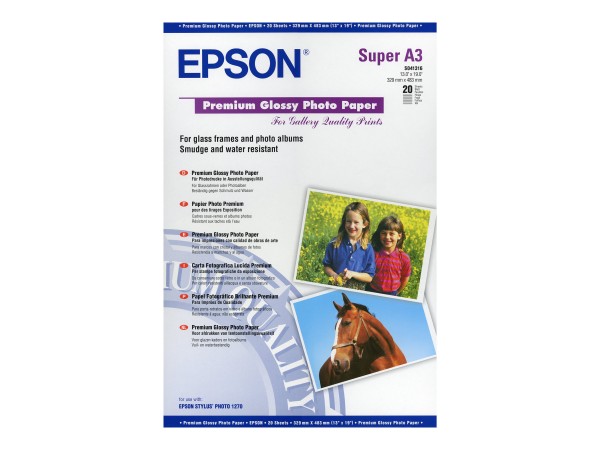 Epson Fotopapier C13S041316 DIN A3/B 260 g/m² für Tintenstrahldrucker glänzend 20 Blatt