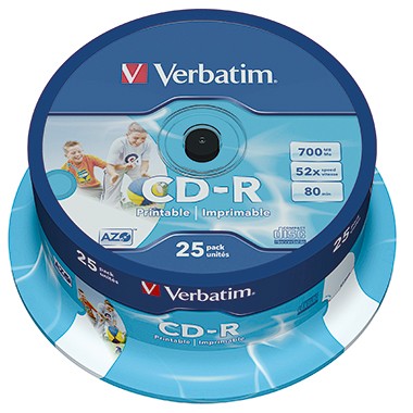 Verbatim DataLifePlus - 25 x CD-R - 700 MB 52x - bedruckbare Oberfläche - Spindel