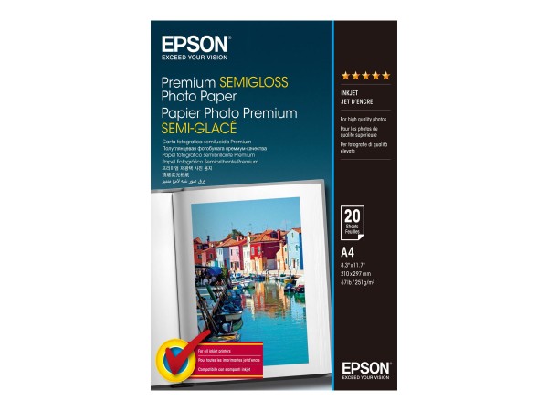 Epson Fotopapier C13S041332 DIN A4 250 g/m² für Tintenstrahldrucker seidenmatt 20 Blatt
