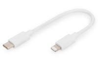 DIGITUS - Lightning-Kabel - 24 pin USB-C männlich zu Lightning männlich - 15 cm - Doppelisolierung - weiß - USB-Stromversorgung (18 W), unterstützt Power Delivery 2,0