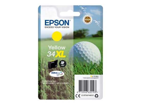 Epson 34XL - 10.8 ml - XL - Gelb - Original - Blisterverpackung - Tintenpatrone - für WorkForce Pro WF-3720, WF-3720DWF, WF-3725DWF