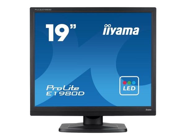iiyama ProLite E1980D-B1 - LED-Monitor - 48 cm (19") - 1280 x 1024 @ 60 Hz - TN - 250 cd/m² - 1000:1 - 5 ms - DVI, VGA - mattschwarz