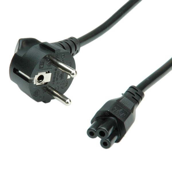 VALUE - Stromkabel - CEE 7/7 (M) zu IEC 60320 C5 - Wechselstrom 250 V - 1.8 m - 90° Stecker - Schwarz