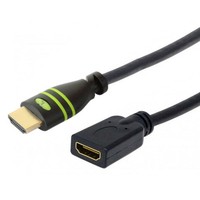 TECHly - Highspeed - HDMI-Verlängerungskabel mit Ethernet - HDMI männlich zu HDMI weiblich - 20 cm - Doppelisolierung - Schwarz - 4K Unterstützung
