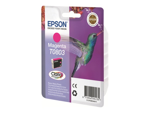 Epson T0803 - 7.4 ml - Magenta - Original - Blisterverpackung - Tintenpatrone - für Stylus Photo P50, PX650, PX660, PX700, PX710, PX720, PX730, PX800, PX810, PX820, PX830
