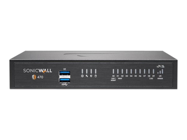 SonicWall TZ470 - Essential Edition - Sicherheitsgerät - GigE, 2.5 GigE - onicWALL Secure Upgrade Plus Programm (3 Jahre Option) - Desktop