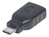 Manhattan USB-C to USB-A Adapter, Male to Female, 5 Gbps (USB 3.2 Gen1 aka USB 3.0), Equivalent to Startech USB31CAADG, SuperSpeed USB, Black, Lifetime Warranty, Polybag - USB-Adapter - 24 pin USB-C (M) zu USB Typ A (W) - USB 3.1 Gen1 - 3 A - geformt - Schwarz