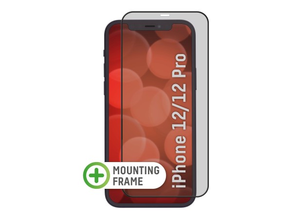 DISPLEX Real Glass - Bildschirmschutz für Handy - gehärtetes Glas - 3D - Glas - mit Sichtschutzfilter - 2-Wege - klebend - 6.1" - Rahmenfarbe schwarz - für Apple iPhone 12, 12 Pro