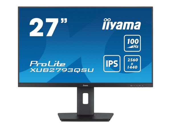iiyama ProLite XUB2793QSU-B6 - LED-Monitor - 68.6 cm (27") - 2560 x 1440 QHD @ 100 Hz - IPS - 250 cd/m² - 1300:1 - 1 ms - HDMI, DisplayPort - Lautsprecher - Schwarz, Matte