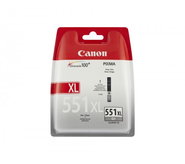 Canon CLI-551GY XL - 11 ml - Hohe Ergiebigkeit - Grau - Original - Blister mit Diebstahlsicherung - Tintenbehälter - für PIXMA iP8750, iX6850, MG5655, MG6350, MG7150, MG7150 MONSTER UNIVERSITY Edition, MG7550