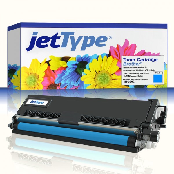 jetType Toner kompatibel zu Brother TN-320C cyan 1.500 Seiten 1 Stück
