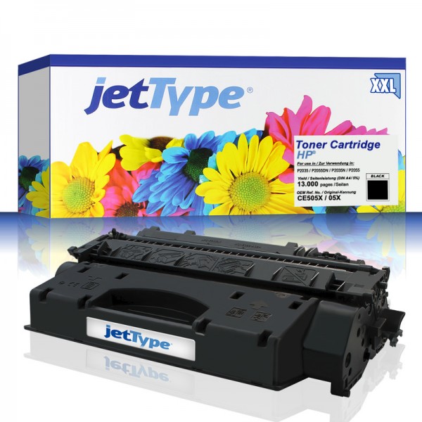 jetType Toner kompatibel zu HP CE505X schwarz 13.000 Seiten extra hohe Kapazität 1 Stück