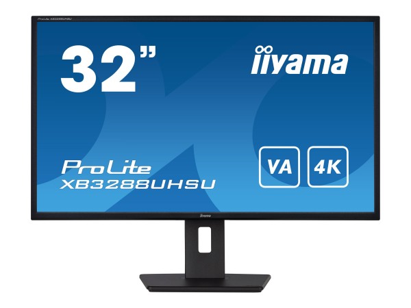 iiyama ProLite XB3288UHSU-B5 - LED-Monitor - 81.3 cm (32") (31.5" sichtbar) - 3840 x 2160 4K @ 60 Hz - VA - 300 cd/m² - 3000:1 - 3 ms - 2xHDMI, DisplayPort - Lautsprecher - Schwarz, Matte