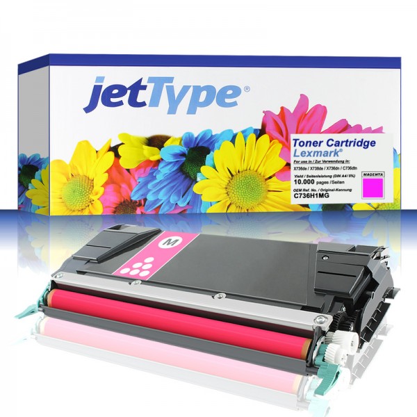 jetType Toner kompatibel zu Lexmark C736H1MG C746A1MG magenta 10.000 Seiten Universalkartusche