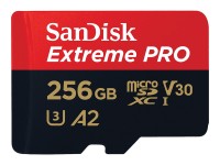 SanDisk Extreme Pro - Flash-Speicherkarte (microSDXC-an-SD-Adapter inbegriffen) - 256 GB - A2 / Video Class V30 / UHS-I U3 / Class10 - microSDXC UHS-I