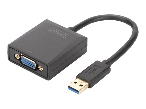 DIGITUS USB 3.0 to VGA Adapter - Externer Videoadapter - USB 3.0 - VGA - Schwarz