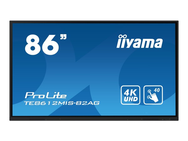 iiyama ProLite TE8612MIS-B2AG - 218 cm (86") Diagonalklasse (217.4 cm (85.6") sichtbar) LCD-Flachbildschirmanzeige - interaktive Digital Signage - mit Touchscreen - 4K UHD (2160p) 3840 x 2160 - Schwarz, Matte