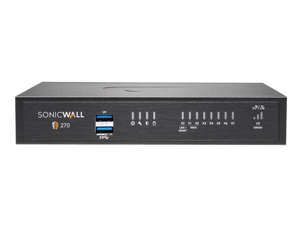 SonicWall TZ270 - Essential Edition - Sicherheitsgerät - GigE - onicWALL Secure Upgrade Plus Programm (2 Jahre Option) - Desktop