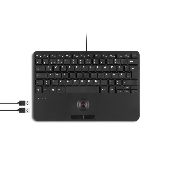 Perixx PERIBOARD-526 H DE Kabelgebundene Mini-USB-Tastatur mit Trackball - Scherentasten -
