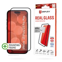 DISPLEX Real Glass - Bildschirmschutz für Handy - volle Abdeckung - 3D - Glas - Rahmenfarbe schwarz - für Apple iPhone 15 Plus, 15 Pro Max