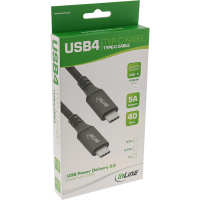 InLine - USB-Kabel - USB-C (M) zu USB-C (M) - USB4 / Thunderbolt 3 / Thunderbolt 4 - 20 V - 5 A - 1 m - unterstützt Power Delivery 3.0 - Schwarz