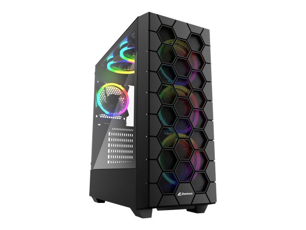 Sharkoon RGB Hex - Mid tower - ATX - Seitenteil mit Fenster (gehärtetes Glas) - keine Spannungsversorgung (ATX) - USB/Audio