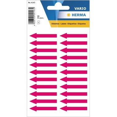 HERMA Hinweisetikett 4143 Pfeil 38x7mm leuchtrot 88 St./Pack.