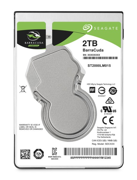 Seagate Guardian BarraCuda ST2000LM015 - Festplatte - 2 TB - intern - 2.5" (6.4 cm) - SATA 6Gb/s - 5400 rpm - Puffer: 128 MB