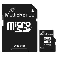 MediaRange - Flash-Speicherkarte (microSDHC/SD-Adapter inbegriffen) - 16 GB - Class 10 - microSDHC - Schwarz