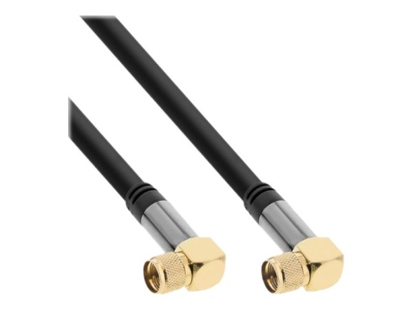 InLine Premium - Antennenkabel - F-Stecker Stecker gewinkelt zu F-Stecker Stecker gewinkelt - 3 m - Vierfachisolierung - 110 dB - Schwarz - 4K Unterstützung