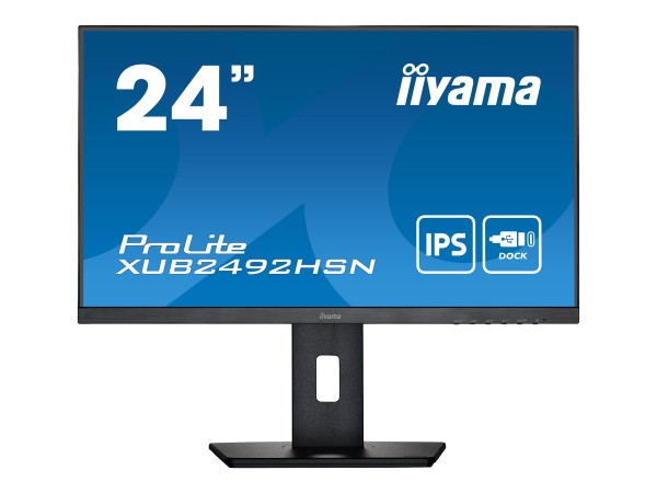 iiyama ProLite XUB2492HSN-B5 - LED-Monitor - 61 cm (24") (23.8" sichtbar) - 1920 x 1080 Full HD (1080p) @ 75 Hz - IPS - 250 cd/m² - 1000:1 - 4 ms - HDMI, DisplayPort, USB-C - Lautsprecher - mattschwarz