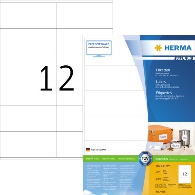 HERMA Etikett 4635 105x48mm weiß 2.400 St./Pack.