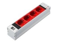 Rittal PSM Plus - Steckdosenleiste (Plug-In-Modul) - Ausgangsanschlüsse: 4 (CEE 7/4) - Rot