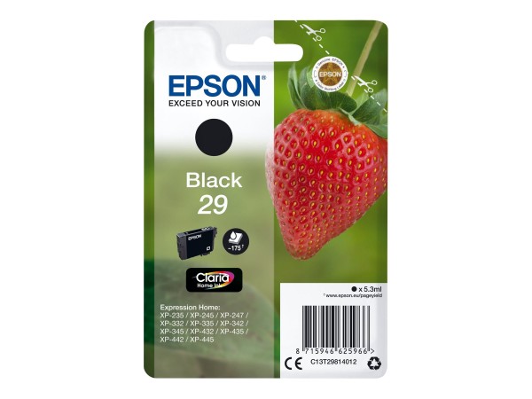 Epson 29 - 5.3 ml - Schwarz - Original - Blisterverpackung - Tintenpatrone - für Expression Home XP-245, 247, 255, 257, 332, 342, 345, 352, 355, 435, 442, 445, 452, 455