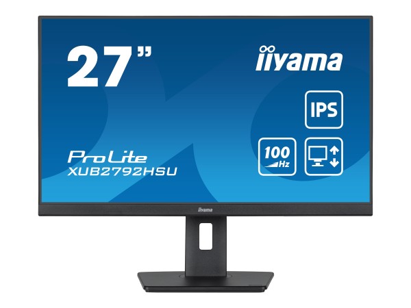 iiyama ProLite XUB2792HSU-B6 - LED-Monitor - 68.6 cm (27") - 1920 x 1080 Full HD (1080p) @ 100 Hz - IPS - 250 cd/m² - 1300:1 - 0.4 ms - HDMI, DisplayPort - Lautsprecher - mattschwarz
