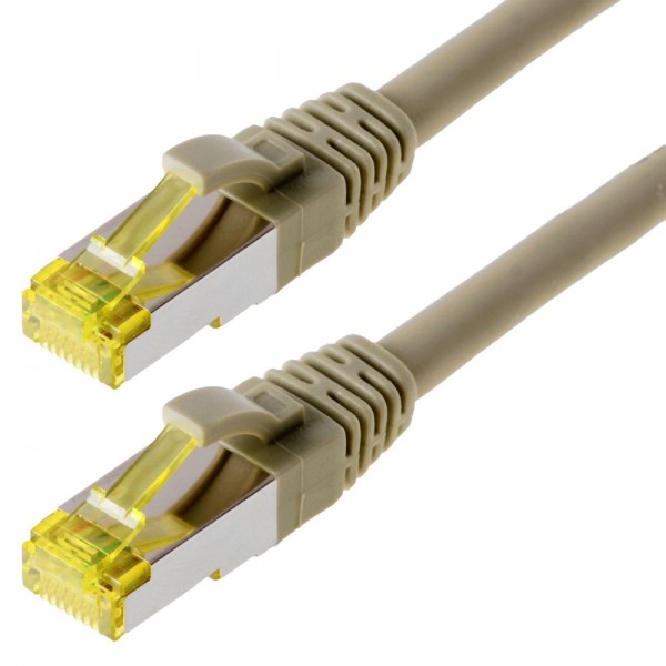 Patchkabel DRAKA S/FTP (PIMF) CAT 6A, grau 1,0m halogenfrei, Hirose TM31 Stecker, CAT 7 Rohkabel