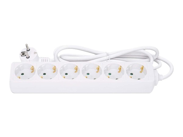 Manhattan Power Distribution Unit EU (2-pin), x6 gang/output, 2m cable, 16A, White, Extension Lead, PDU, Power Strip, Three Year Warranty - Steckdosenleiste - AC 220-250 V - 3680 Watt - Eingabe, Eingang Typ F - Ausgangsanschlüsse: 6 (Typ F) - 2 m Schnur - Europa - weiß