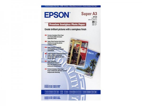 Epson Fotopapier C13S041328 DIN A3 plus 250 g/m² für Tintenstrahldrucker seidenmatt 20 Blatt