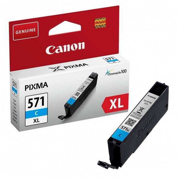 Canon CLI-571C XL - 11 ml - Hohe Ergiebigkeit - Cyan - Original - Tintenbehälter - für PIXMA TS5051, TS5053, TS5055, TS6050, TS6051, TS6052, TS8051, TS8052, TS9050, TS9055
