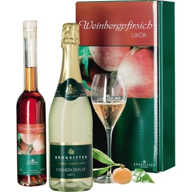 Weinbergpfirsichlikör +Chardonnaysekt Geschenkkarton