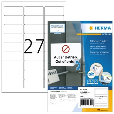 HERMA Etikett Movables 10300 63,5x29,6mm weiß 2.700 St./Pack.