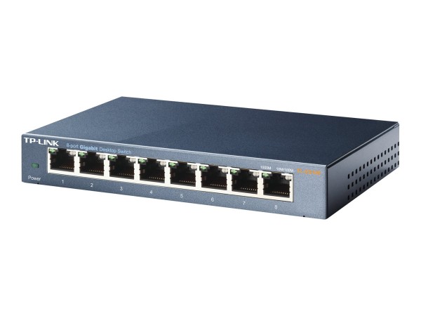 TP-Link TL-SG108 8-port Metal Gigabit Switch - Switch - unmanaged - 8 x 10/100/1000 - Desktop