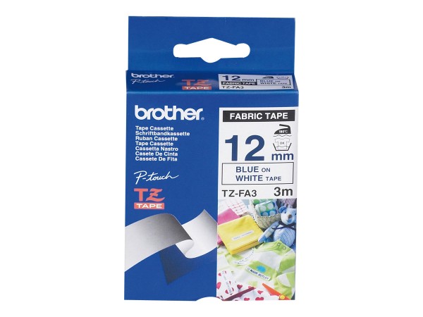 Brother - Gewebe - weiß, Blau - Rolle (1,2 cm) 1 Kassette(n) Band - für P-Touch PT-1010, 1080, 1090, 1230, 1290, 18, 2030, 2730, 3600, 7100, 9700, 9800, PT-GL-200