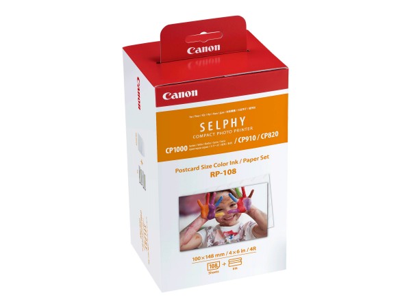 Canon RP-108 - Farbbandkassetten- und Papier-Kit - für SELPHY CP1000, CP1200, CP1300, CP820, CP910
