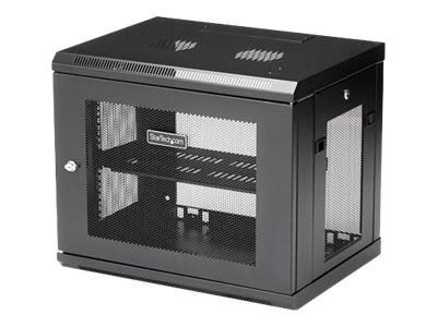 StarTech RK9WALM Serverschrank (9HE, zur Wandmontage, mit Scharnier, 38cm tief, Netzwerkschrank) - Schrank für Rack-Gehäuse - geeignet für Wandmontage - Schwarz - 9U